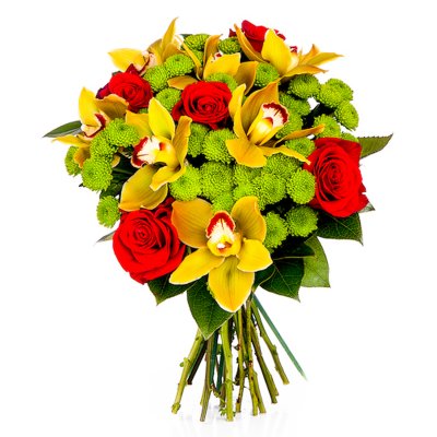 Luxusní růže a cymbídium Luxusní růže a cymbídium